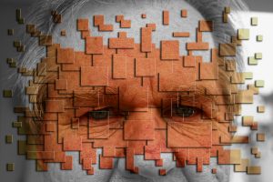 Jigsaw puzzle showing part of a middle-aged man's face