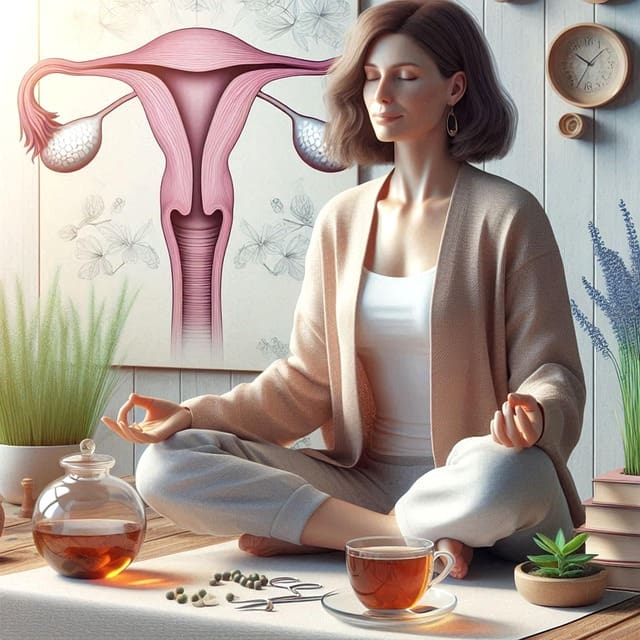 Imagen de mujer sentada meditando en cómo afrontar los síntomas de la menopausia